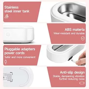 MANKIW Ultrasonic Cleaner Jewelry Cleaner, Portable Professional jewelry Cleaner Ultrasonic Machine with Stainless Steel Tank for Jewelry Eyeglasses Watches Shaver Heads(White)