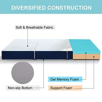 Iyee Nature Folding Mattress, 3 inch Tri-Fold Memory Foam Mattress, Foldable Mattress with Bamboo Cover for Camping, Guest - Twin XL Size, 78"x 38" x3"