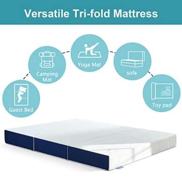 Iyee Nature Folding Mattress, 3 inch Tri-Fold Memory Foam Mattress, Foldable Mattress with Bamboo Cover for Camping, Guest - Twin XL Size, 78"x 38" x3"