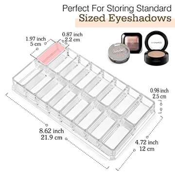 Luxspire Acrylic Eyeshadow Organizer, Makeup Drawer Organizer 16 Space Cosmetic Makeup Organizer for...