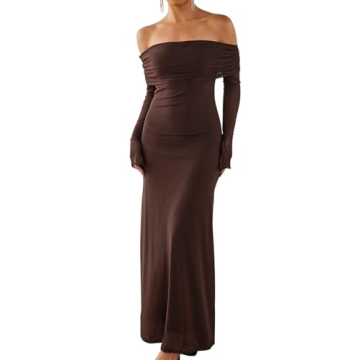 Elegant KUTUMAI Off-Shoulder Bodycon Maxi Dress for Women - Perfect for Parties & Weddings