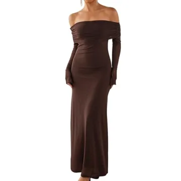 Elegant KUTUMAI Off-Shoulder Bodycon Maxi Dress for Women - Perfect for Parties & Weddings