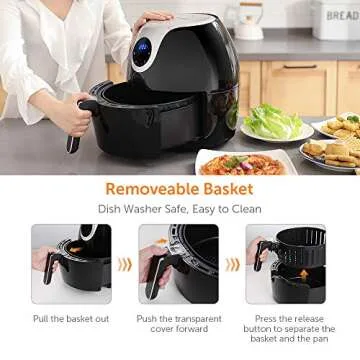 Innsky 6.3 Qt Air Fryer( 32 Main Recipes &Grilling Rack Included), 1700W Electric Hot Air Fryers Xl Oven Oilless Cooker, Led Digital Touchscreen, Auto Shut Off, 7 Cooking Presets, & Nonstick Basket