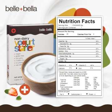 Belle + Bella Non-Dairy Vegan Yogurt Starter - Gluten Free, No Added Sugar, Non GMO - Makes 4 Quarts...