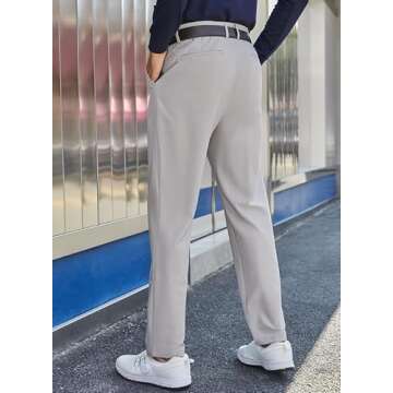 JMIERR Mens Golf Pants Slim Fit Stretch Dress Pants Running Travel Casual Pants for Men with Pockets Light Gray