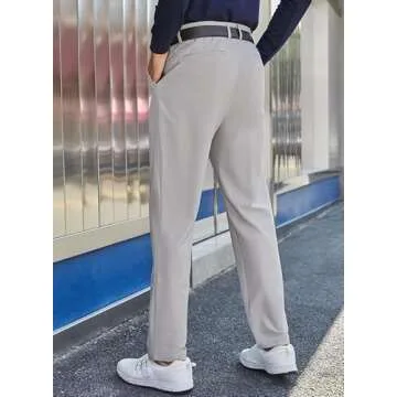 JMIERR Mens Golf Pants Slim Fit Stretch Dress Pants Running Travel Casual Pants for Men with Pockets Light Gray
