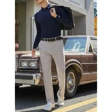 JMIERR Mens Golf Pants Slim Fit Stretch Dress Pants Running Travel Casual Pants for Men with Pockets Light Gray