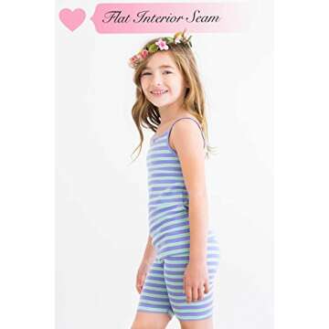 Skylar Luna Girl's Short Sleeve Stripe and Print Pajama Set - 100% Organic Cotton Shirt Shorts - GOTS Certified