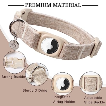 DOGWONG Airtag Cotton Hemp Dog Collar for Stylish Safety