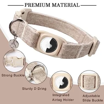 DOGWONG Airtag Cotton Hemp Dog Collar for Stylish Safety