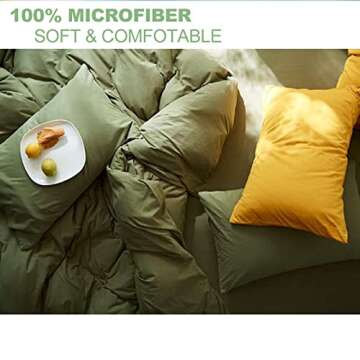 Nanko Queen Comforter Set in Olive Green, 3 Pieces