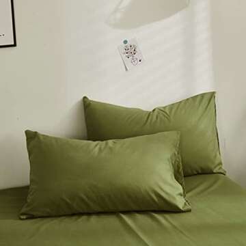 Nanko Queen Comforter Set in Olive Green, 3 Pieces