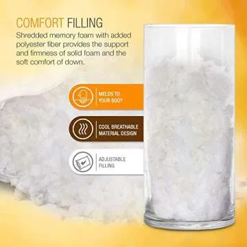 WonderSleep Premium Adjustable Loft [Queen Size 2-Pack] - Shredded Memory Foam Pillow for Home & Hotel Collection + Washable Removable Cooling Bamboo Derived Rayon Cover - 2 Pack Queen