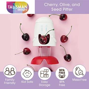 Talisman Designs Cherry Pitter | Family Friendly Kitchen Tools | Fun & Functional Cherry Chomper | Olive & Cherry Seed Picker for Kids | Gift Item