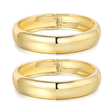 Zocare Gold Bangles for Women - Elegant Chunky Cuff Set of 2