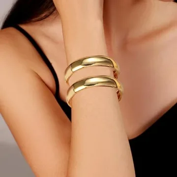 Stylish Zocare Gold Cuff Bangles for Women - Set of 2
