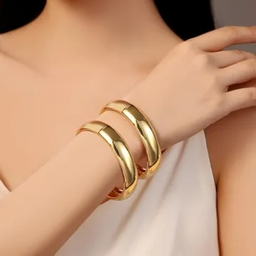 Stylish Zocare Gold Cuff Bangles for Women - Set of 2