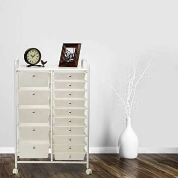 Seville Classics 10-Drawer Multipurpose Mobile Rolling Utility Storage Organizer with Tray Cart