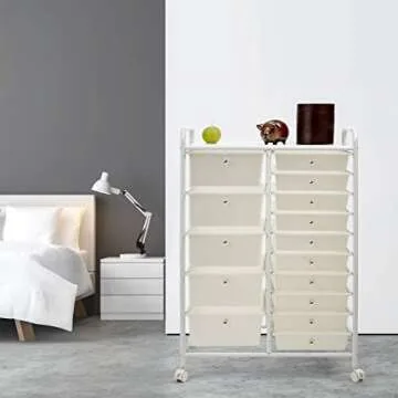 Seville Classics 10-Drawer Multipurpose Mobile Rolling Utility Storage Organizer with Tray Cart