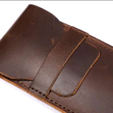 DK86 Genuine Leather Pen Case Holder Fountain Multi Pens Pouch Pen Protective Sleeve Cover - Large Coffee