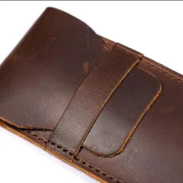 DK86 Genuine Leather Pen Case Holder Fountain Multi Pens Pouch Pen Protective Sleeve Cover - Large Coffee