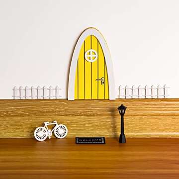 Miniature Yellow Fairy Door Set for Kids' Imaginative Play