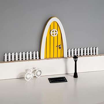 Miniature Yellow Fairy Door Set for Kids' Imaginative Play