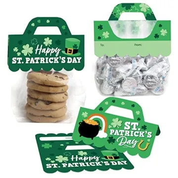 Big Dot of Happiness Shamrock St. Patrick's Day Candy Bags with Toppers - Set of 24