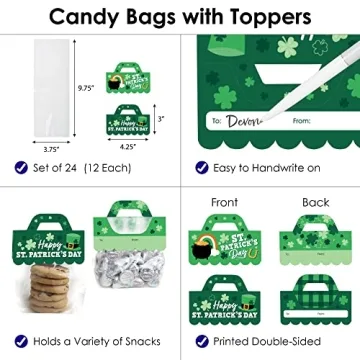 Shamrock St. Patrick's Day Treat Bags with Toppers