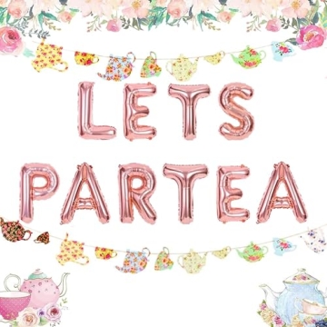 LaVenty LET'S PAR TEA Balloons Tea Party Decorations for Kids Birthday and Showers