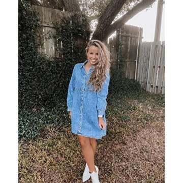 LookbookStore Dresses for Women Party Elegant Winter Dresses for Women 2024 Short Formal Dresses for Women Denim Dress Womens Babydoll Dress Bay Blue Size Small Size 4 6