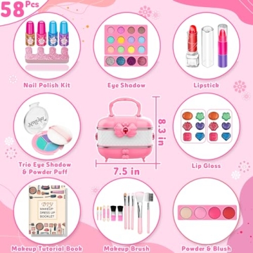 Kids Makeup Kit - 58 Pcs Washable Fun for Girls