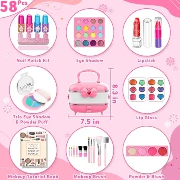 Kids Makeup Kit - 58 Pcs Washable Fun for Girls