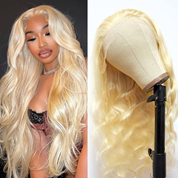 MAYCAT 22 Inch Blonde Lace Front Wig Human Hair 613 HD Lace Frontal Wig 13x4 Body Wave Lace Front Wi...