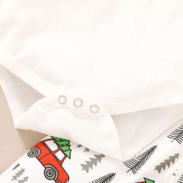 YOUNGER TREE Christmas 3Pcs Set Cute Newborn Infant Baby Boy Girl Clothes Romper Tops +Long Pants Outfit (18-24 Months, White)