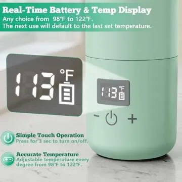 Veroline Portable Bottle Warmer for Travel, 10 Oz Baby Bottle Warmer with Adjustable Temp & Keep Warm for Formula, Breastmilk, Super Fast Charging & Cordless Milk Warmer, Rechargeable Water Warmer