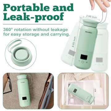 Veroline Portable Bottle Warmer for Travel, 10 Oz Baby Bottle Warmer with Adjustable Temp & Keep Warm for Formula, Breastmilk, Super Fast Charging & Cordless Milk Warmer, Rechargeable Water Warmer