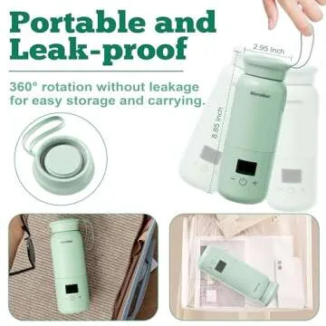 Veroline Portable Bottle Warmer for Travel, 10 Oz Baby Bottle Warmer with Adjustable Temp & Keep Warm for Formula, Breastmilk, Super Fast Charging & Cordless Milk Warmer, Rechargeable Water Warmer