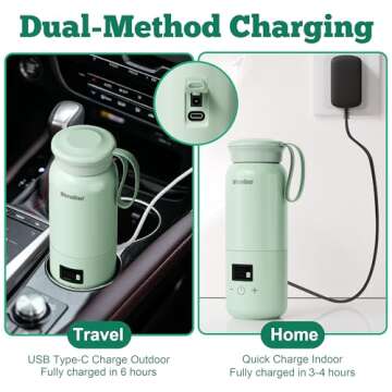 Veroline Portable Bottle Warmer for Travel, 10 Oz Baby Bottle Warmer with Adjustable Temp & Keep Warm for Formula, Breastmilk, Super Fast Charging & Cordless Milk Warmer, Rechargeable Water Warmer