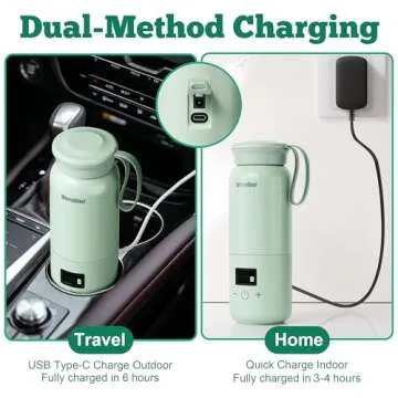 Veroline Portable Bottle Warmer for Travel, 10 Oz Baby Bottle Warmer with Adjustable Temp & Keep Warm for Formula, Breastmilk, Super Fast Charging & Cordless Milk Warmer, Rechargeable Water Warmer