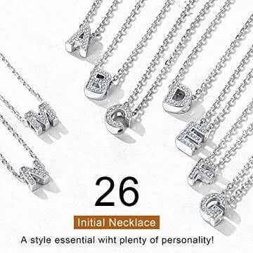 ChicSilver Initial Necklace for Women 925 Sterling Silver Necklace Dainty Tiny Cubic Zirconia CZ Letter A Initial Pendant Necklace Personalized Small Alphabet Jewelry Gifts