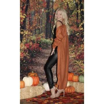 Kistore Womens Fashion Ladies Long Open Front Maxi Duster Cardigans Long Sleeve Lightweight Sweaters for Women Pumpkin Yellow S
