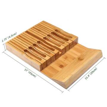 VaeFae In-Drawer Knife Block,Bamboo Knife Drawer Organizer Insert, Kitchen Knife Drawer Storage for ...