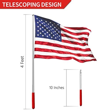 High-Quality 4 Feet Telescopic Handheld Flagpoles by ANLEY