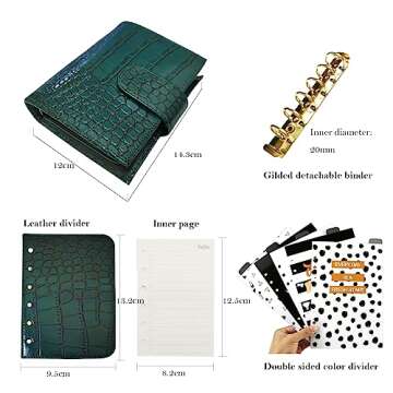 Burxxong A7 Organizer Genuine Leather Stalogy Rings Planner Pocket size Notebook with 20MM Binder Mi...