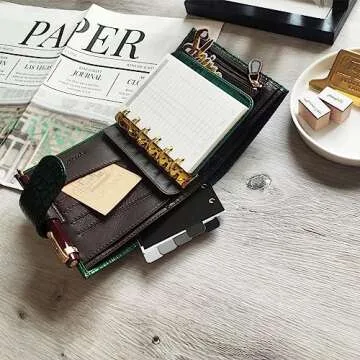 Burxxong A7 Organizer Genuine Leather Stalogy Rings Planner Pocket size Notebook with 20MM Binder Mini Agenda Diary (Green Crocodile)