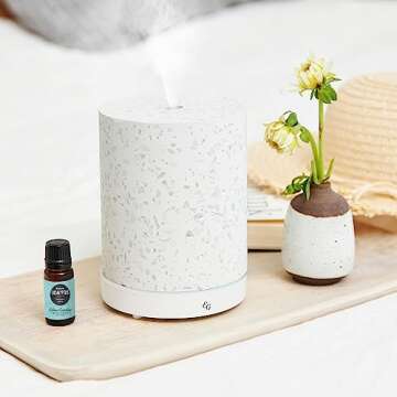 Edens Garden Terrazzo Essential Oil Diffuser – Ultrasonic Aromatherapy Natural Stone Diffuser with...