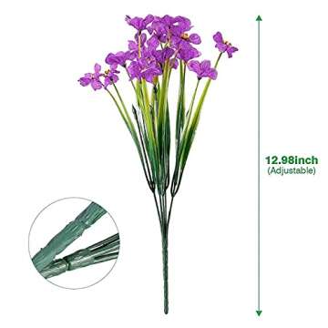 Satefello 20 Bundles Artificial Flowers for Outdoors, UV Resistant Fake Flowers with Plastic Plants,...