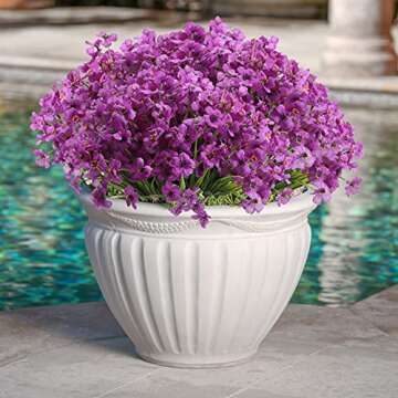 Satefello 20 Bundles Artificial Flowers for Outdoors, UV Resistant Fake Flowers with Plastic Plants, Faux Silk Flowers for Outside Window Box Front Porch Hanging Planter Decor-Purple