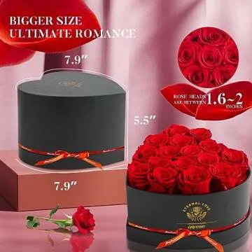 Impouo 16 Preserved Flower, Fresh Forever Roses in Heart Shape Box, Eternal Roses, Birthday Gifts fo...